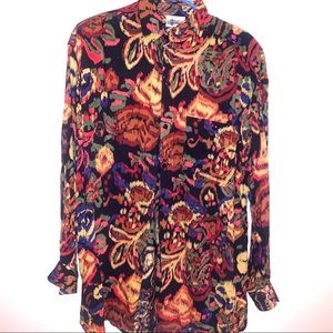 Punch Large Button Down Retro Rayon Print Shirt